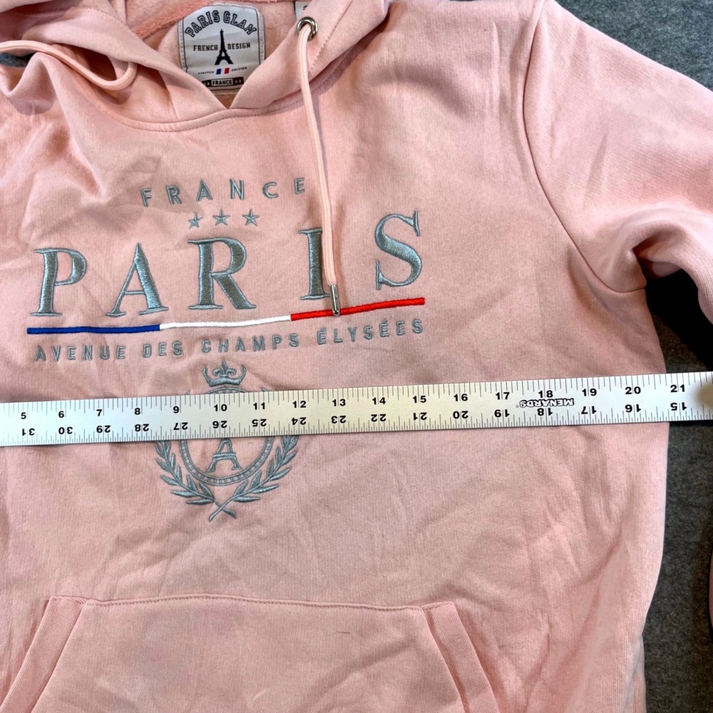 Paris Glam Womens Hoodie Pink Paris Graphic Fleece Sweatshirt Small Coquette - Picture 4 of 6